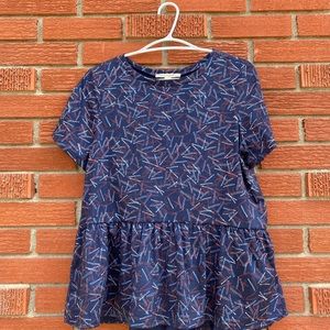 Paper crown for Anthropologie navy blue hair pin peplum top XS